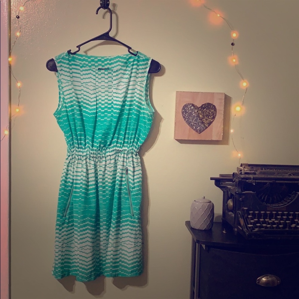Seafoam Green & White Pocket Dress